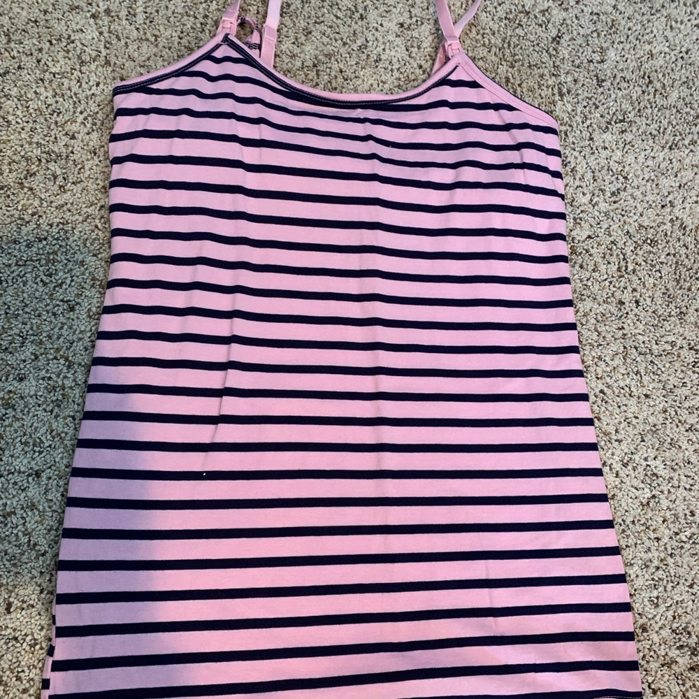 Motherhood Striped Pink and Black Nursing Top